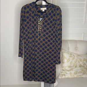 MICHAEL Micheal Kors Blue and Gold Dress